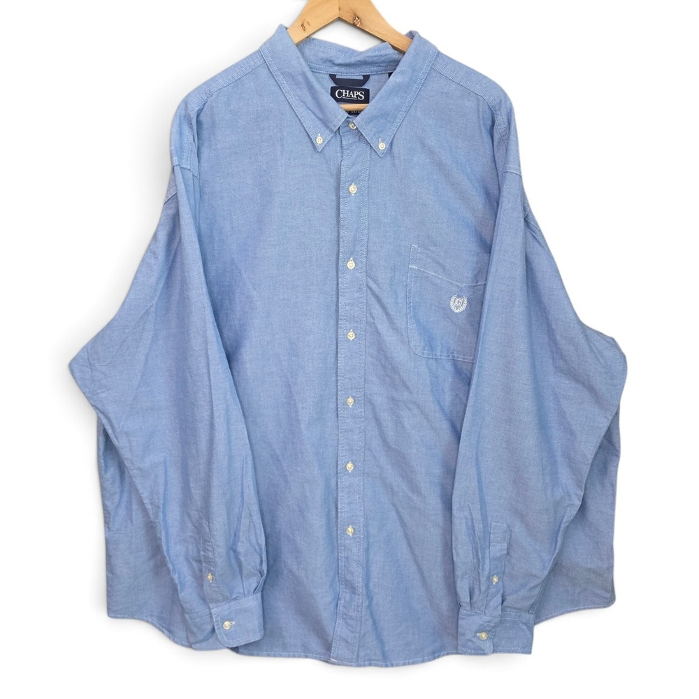 Chaps Shirt Mens 4XB Blue Button Down Classic Oxford Long Sleeve Cotton Casual